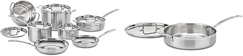 Miniatura 6 de Cuisinart MCP-12N Multiclad Pro - Juego de utensilios de cocina de acero inoxidable (12 piezas) y cacerola MCP194-20N MultiClad Pro de 4 cuartos