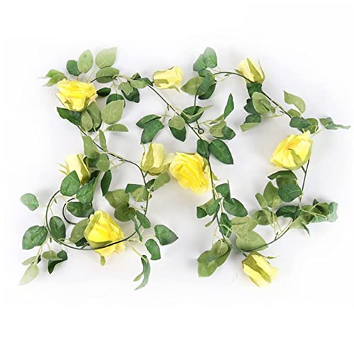 Générique Guirlande De Noël Fleurs Artificielles Rose Ivy Vigne Décoration De Mariage Real Touch Chaîne De Fleurs en Soie Maison Suspendue Guirlande Fête De Mariage Décor 2m Guirlande
