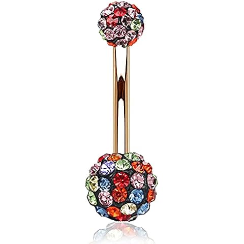 YEELONG Surgical Steel Disco Ball Belly Button Rings CZ Navel Rings Belly Rings Belly Piercing Cover