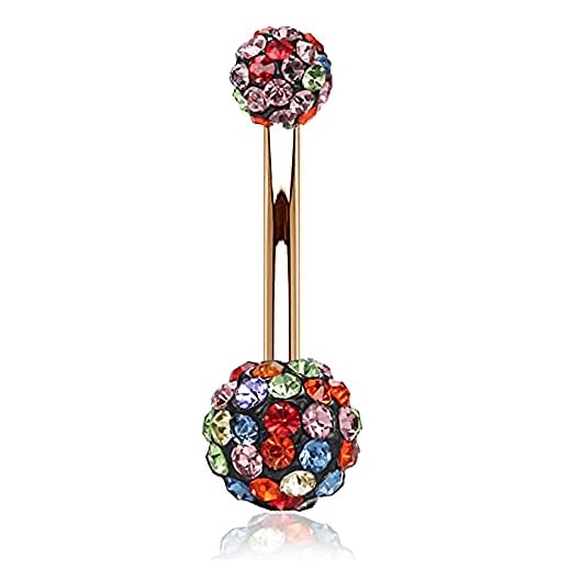 Yeelong Surgical Steel Disco Ball Belly Button Rings CZ Navel Rings Belly Rings Belly Piercing