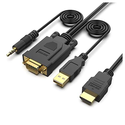 HDMI till VGA, Benfei guldpläterad HDMI till VGA 1,8 meter kabel med ström och ljud kompatibel för dator, stationär dator, bärbar dator, PC, skärm, projektor, HDTV, Chromebook, Raspberry Pi, Roku, Xbox 1.8 Meter Svart