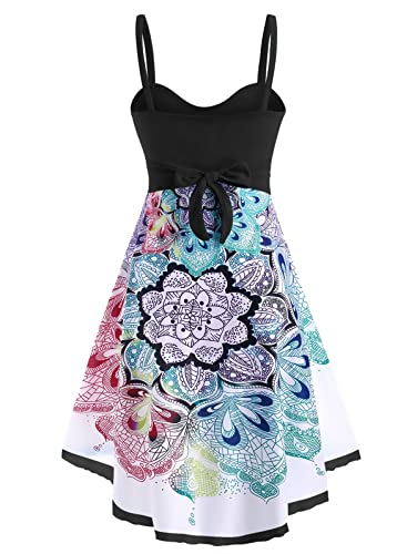 Image of DRESSFO Women's Summer Floral Print A-Line Sundress Casual Vacation Cami Dress