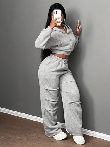 Image of Q - RIOUS Women's Baggy Mid Waisted Lounge Sweat Pants with Drawstring Athletic Flared Joggers with Pockets