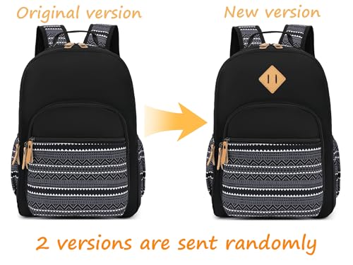 Image of Leaper Travel Backpack for Women Laptop Backpack for Men Water-resistant School Backpack for Girls Kids Boys Back Pack Casual Daypack Satchel Geometric Black
