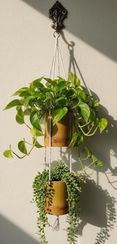 Image of Bamboo Handmade Wall Hanging Planter Basket | Perfect for Home & Garden Decor, Indoor and Outdoor