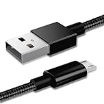 World biz Micro USB Cable, 1M Micro USB Android 3.1A Fast Charger Cable Nylon Braided USB Micro Cord Compatible for Samsung S7/S6,Kindle Fire,Tablets,PS 4 Controller, Android Devices (Black)