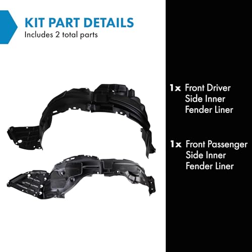 Image of TRQ Front Inner Fender Liner Set Compatible with 2019-2022 Toyota Prius Prime TO1248237 TO1249237