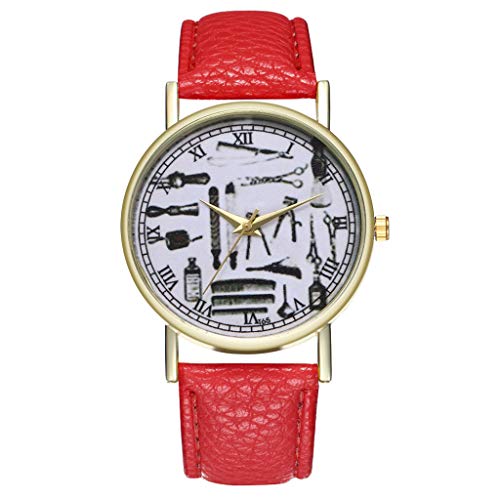 Preisvergleich Produktbild Damen Armbanduhren Elegant Quarzuhr,Temperament Classic Leder Damenuhr Männer Und Frauen Geschenk Quarzuhr Evansamp(Rot)