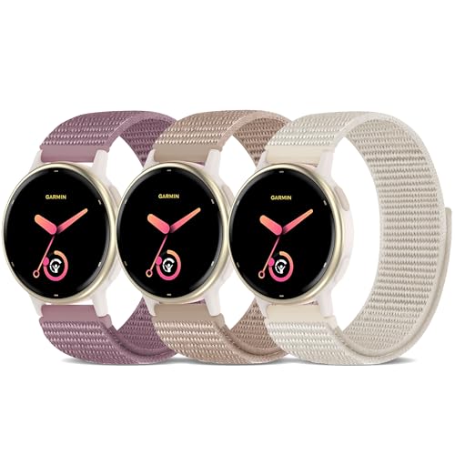 Laband 20mm Sport Nylon Band Compatible with Garmin Vivoactive 6/Vivoactive 5/3/3 Music Watch Bands Soft Lightweiht Adjustable Wristband Strap for Venu/Venu Sq 2 & Forerunner 165/55/245/645 Music