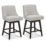 CHITA Counter Height Swivel Barstools, 26" H Seat Height Upholstered Bar Stools Set of 2, Fabric in