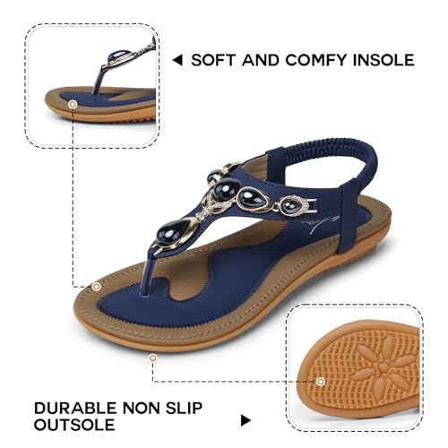 Image of SHIBEVER Flat Sandals for Women Dressy: Summer Comfortable Dress Thong Flats Sandal