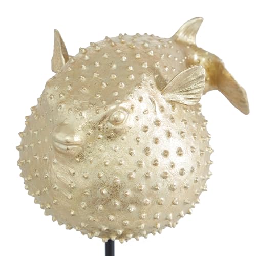 Escultura Decorativa de Pez Globo Polyresin 10 x 7 x 14 pulg miniatura 2