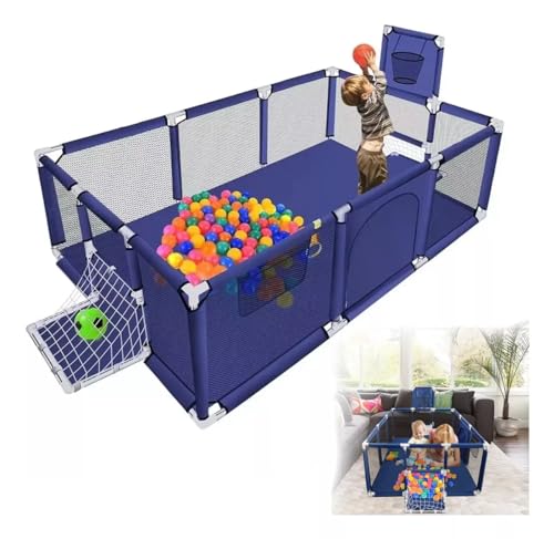 La Mejor Selección de Parques de juegos que puedes comprar esta semana. 45 Corralito para Bebes, 182x122x64 CM Juego de Parque Infantil, Valla Para Niños con Piscina de Bolas con Aro de Baloncesto y Red de Fútbol, Corralito Grande es Perfecto para el...