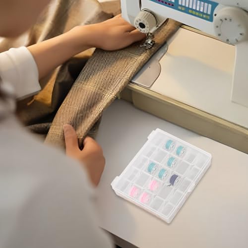 Image of LOYORTY 12PCS Plastic Empty Bobbin Storage Case, 25 Slots Bobbin Case Holder, Transparent Bobbin Organizer Storage Box, Bobbins Spools Case for Sewing Machine