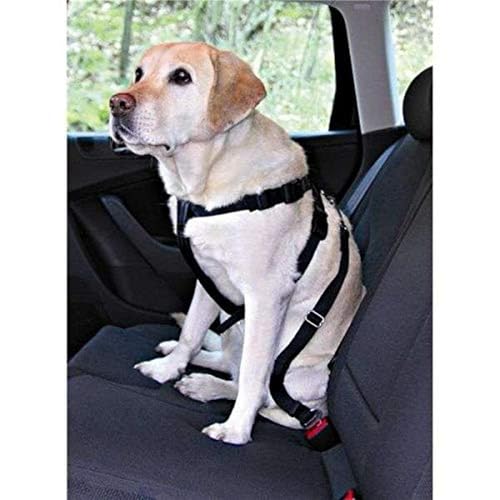 TRIXIE Auto Geschirr Größe S: Brustumfang 30–60 cm/20 mm in schwarz - stufenlos anpassbares Hundegeschirr für das Auto mit verstellbarem Anschnallgurt für kleine Hunde, 1290