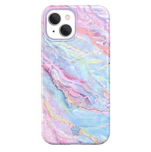 Image of Velvet Caviar Compatible with iPhone 15 Case for Women [10ft Shockproof] Compatible with MagSafe - Cute Magnetic Phone Cover - Protective Microfiber Lining - Holographic Blue Pink Marble