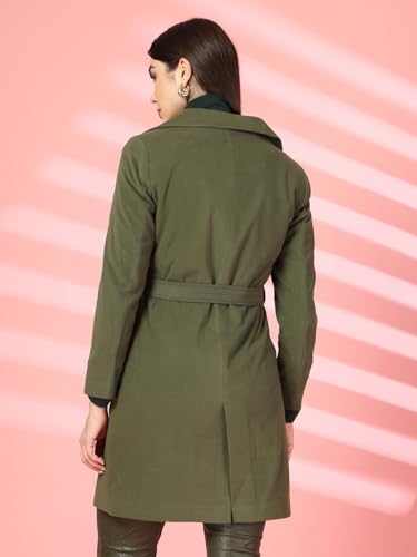 Image of CHKOKKO Women Classic Long Winter Coat Double Breasted | Knee Length Design with a Sophisticated Spread Collar and Convenient Front Pockets for All Occasions