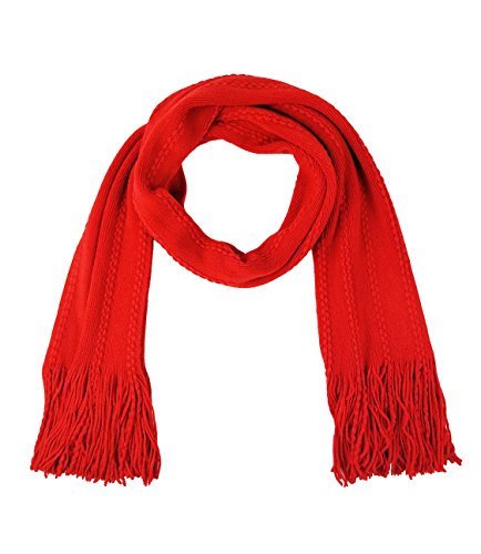 BRUCERIVER Damen Ultra Weich Gestrickter Schal & Handschuh Set Touchscreen Funktion Cashmere Gefühl Cable Design Rot Touchscreen,Einheitsgröße