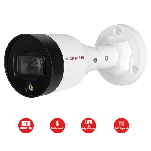 Image of CP Plus 4MP Full HD IP Outdoor Bullet Camera | STQC Model | CP-UNC-TA41L3C-D-LQ | Color Night Vision | IR Night Vision | Built-in Mic | 3.6mm Fixed Lens | PoE | Compatible with NVR only