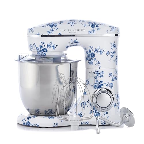 Laura Ashley China Rose 4.8 Quarts Electric Stand Mixer with Attachments - Easy to use Countertop with Bowl -Cake, Dough Mixer Machine with Dough Hook, Beater, Egg Whisk & Handy Splash Cover