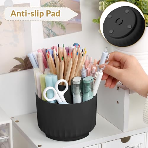 Image of SKYDUE 360 Degree Rotating Pencil Pen Holder for Desk, Dual-Purpose Desk Organizer, Rotating Pencil Cup with 5 Slots, Office Supplies, Desk Decor for Office, School, Home
