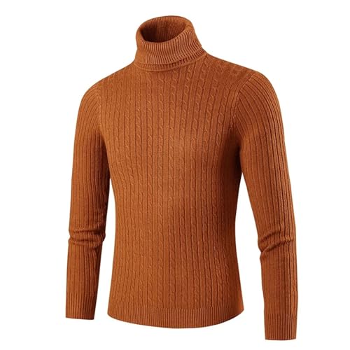 Men's Solid Casual Long Sleeve Turtleneck Sweater Knitted Ribbed Slim Fit Pullover Thermal Sweater3