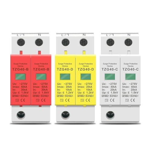 UCHAOCHE AC SPD 2P 20KA~40KA 275V ハウスサージプロテクター 保護 低電圧アレスタデバイス 1個(サイズ:385V、色:30-60KA)