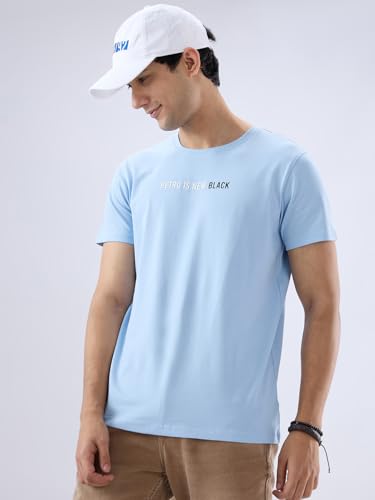 Image of Spykar Men's Slim Fit Crew Neck Half Sleeve Solid Casual T-Shirt