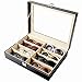 Siveit 8 Slot Sunglass Organizer Leather Eyeglasses Collector Eyewear Display Case Storage Box, Black