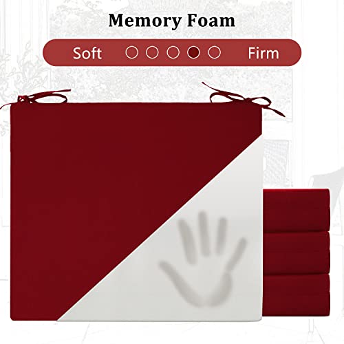 Cozyide Outdoor Chair Cushions, Waterproof Patio Seat Cushions With Adjustable Straps, Square Corner Patio Chair Cushions For Garden, Burgundy, 18.5X16X3 Inch (Pack Of 4) #TOP4
