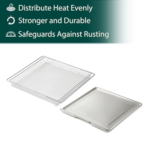Image of 304 Stainless Steel SP301 SP201 SP351 Crumb Tray Air Fryer Basket Replacement Parts for Ninja Air Fryer Tray Foodi Dual Heat Air Fry Oven FT205CO SP251Q FT301 FT201A Toaster Catch Drip Pan 2 Pcs
