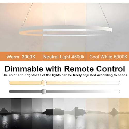 Lustre LED Moderne DIY Cercle Intensité Variable Télécommande Plafonnier