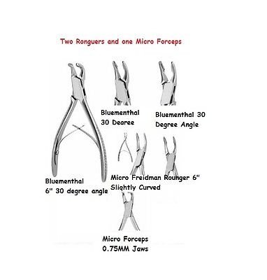 Lot of 3 Premium Grade Bone Ronguer Micro Friedman,Bluementhal and Micro Forcep
