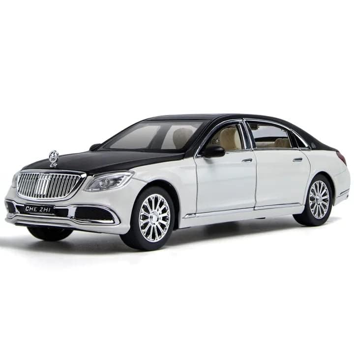 Image of Mercedes Benz Maybach S600 1:24 Big Size Diecast Scale Model Alloy Metal Pull Back Toy car for Kids with Openable Doors & Light, Music Toy Vehicle for Kids (Black+White)