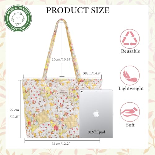 Image of Sunwel Fashion Top Zipper Floral Quilted Bag Small Tote Bag for Women