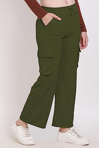 Image of Women's Cotton Fabric Stylish Cargo Pocket Lower /Sweatpants