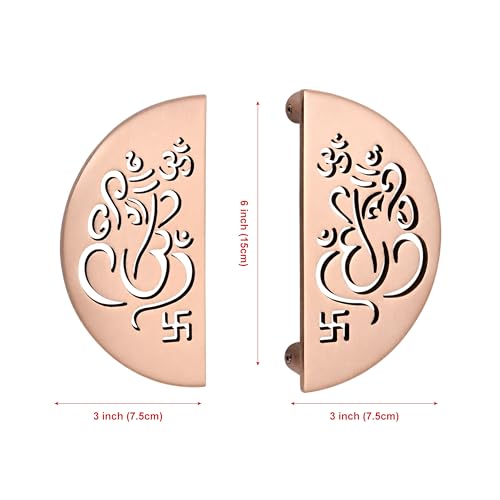 Image of COMPASS Main Door Handle | Door Handles for Main Door | Pull Handles for All The Doors of House | Office | Hotels, Antique Finish (Ganesh Rose, 6 Inch)