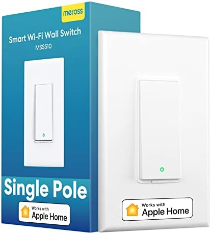 Meross Smart Light Switch Supports Apple HomeKit, Siri, Alexa, Google Assistant & SmartThings, 2.4GHz Wi-Fi Light Switch, Neutral Wire Required, Single Pole, Remote Control Schedule, 1 Pack