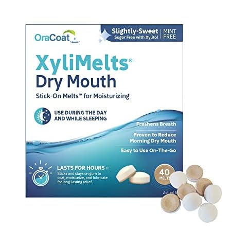 Oracoat XyliMelts Dry Mouth Relief Moisturizing Oral Adhering Discs 40 Count, Slightly-Sweet with Xylitol, for Dry Mouth, Stimulates Saliva Cover