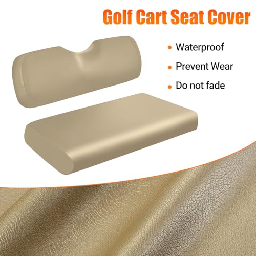 Image of Golf Cart Rear Seat Covers Staple On Replacement for Aftermarket Rear Seat, Beige Leather