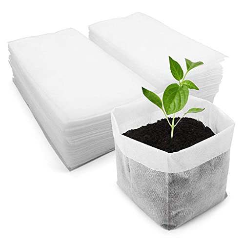 Enpoint Plant Nursery Bags, 100 Pcs 9.8 X 11 In Non-Woven Fabric Seedling Bags Plants Pouch, Plant Grow Bags For High Seedling Survival Planting Growing Flowers Fruit Tree Seed Starting #TOP7