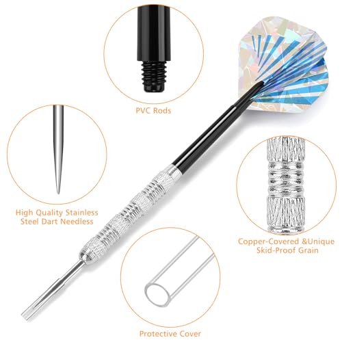 Image of Accmor Metal Tip Darts, Steel Tip Darts, 14 Grams Professional Metal Darts, Darts Metal Tip Set, Metal Darts for Dartboard