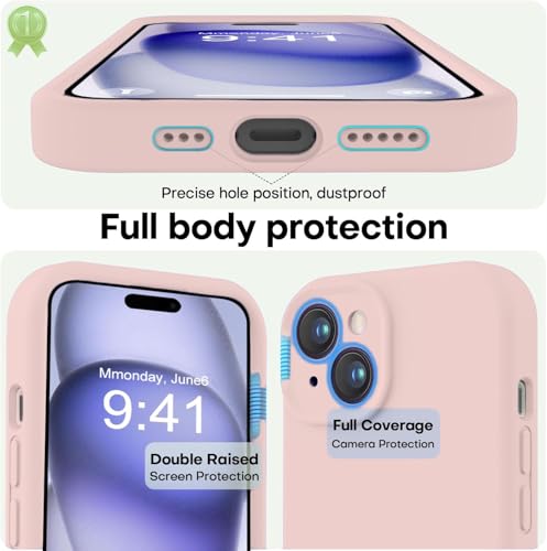 Image of DIZORO Square Candy Liquid Silicone iPhone Case Cover Compatible for iPhone 13, All Cube Series with Microfiber Lining Compatible iPhone 13 (6.1 inch) - Pink