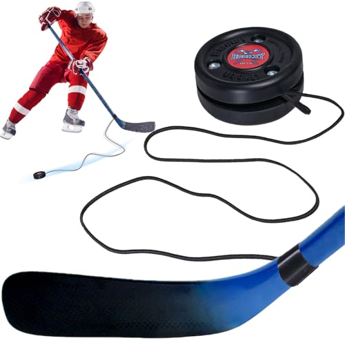 Hockey Trainer Off-Ice Training Tool Professional Solo Hockey Stickhandling & Passing Trainer Portable Hockey Rebounder with Sturdy Bungee Cord for Ice Hockey Floor Roller & Field Hockey Skills