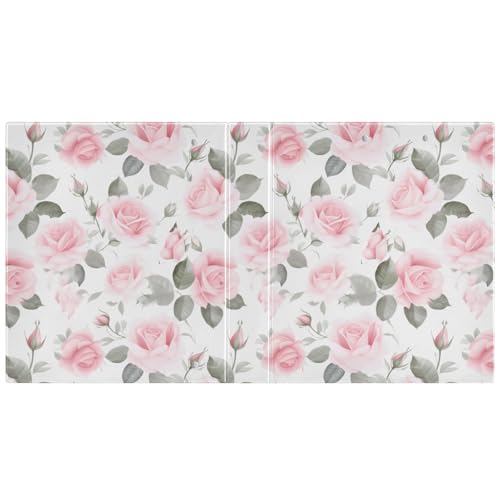 Image of 3 Ring Binder Pink Rose Floral Roses 1.5 inch Binders Three Ring Binders with Clipboard Fit 8.5'' x 11'' Paper 3 Interior PVC Clear Pockets for Office Supplies
