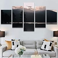 SIGNWIN 5 Panel Canvas Wall Art Reflected Sunset for Home Decorations Ready to Hang - 60