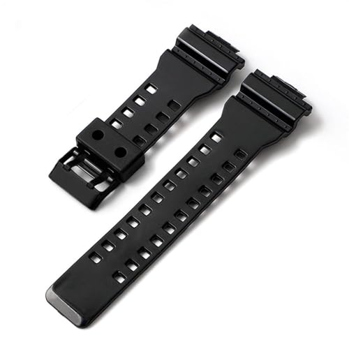 Casio GW M5610 DW 5600 6900 9052用シリコンストラップ16mmバンドラバーPU防水リストバンドスポーツブレスレット、光沢のあるブラック、ブラックバックル、16MM