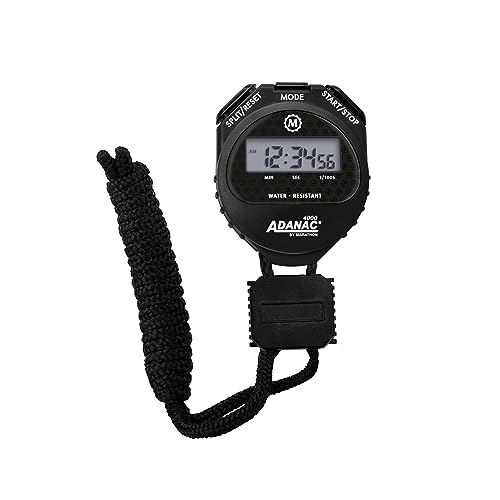 MARATHON Adanac 4000 Digital Stopwatch Timer, Black – High Precision Accuracy to 1/100th Seconds – Water, Dust & Shock Resistant – 46” Lanyard Included