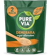Pure Via Demerara Suiker - Alternatief met Erythritol en Stevia, Veganistisch en Keto-vriendelijk - 2 x 200 g