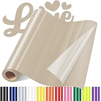 Sgooyir Plotterfolie Textil Beige, Flexfolie Plotter Textil, Textilien Transferfolie Plotter für T-Shirt, Hemd, DIY-Kleidung andere Stoffe, Halloween, Weihnachten 30.5 x 183cm